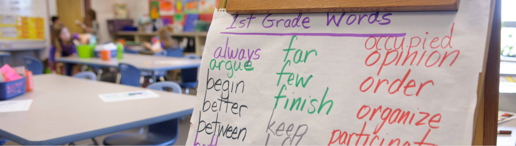 writing on board in classroom