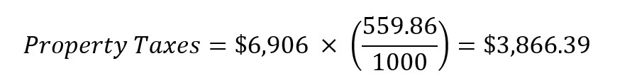 For the example tax statement, the calculatin is: