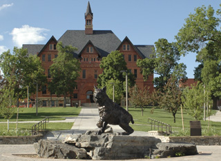 Alumni Plaza with Spirit the Bobcat