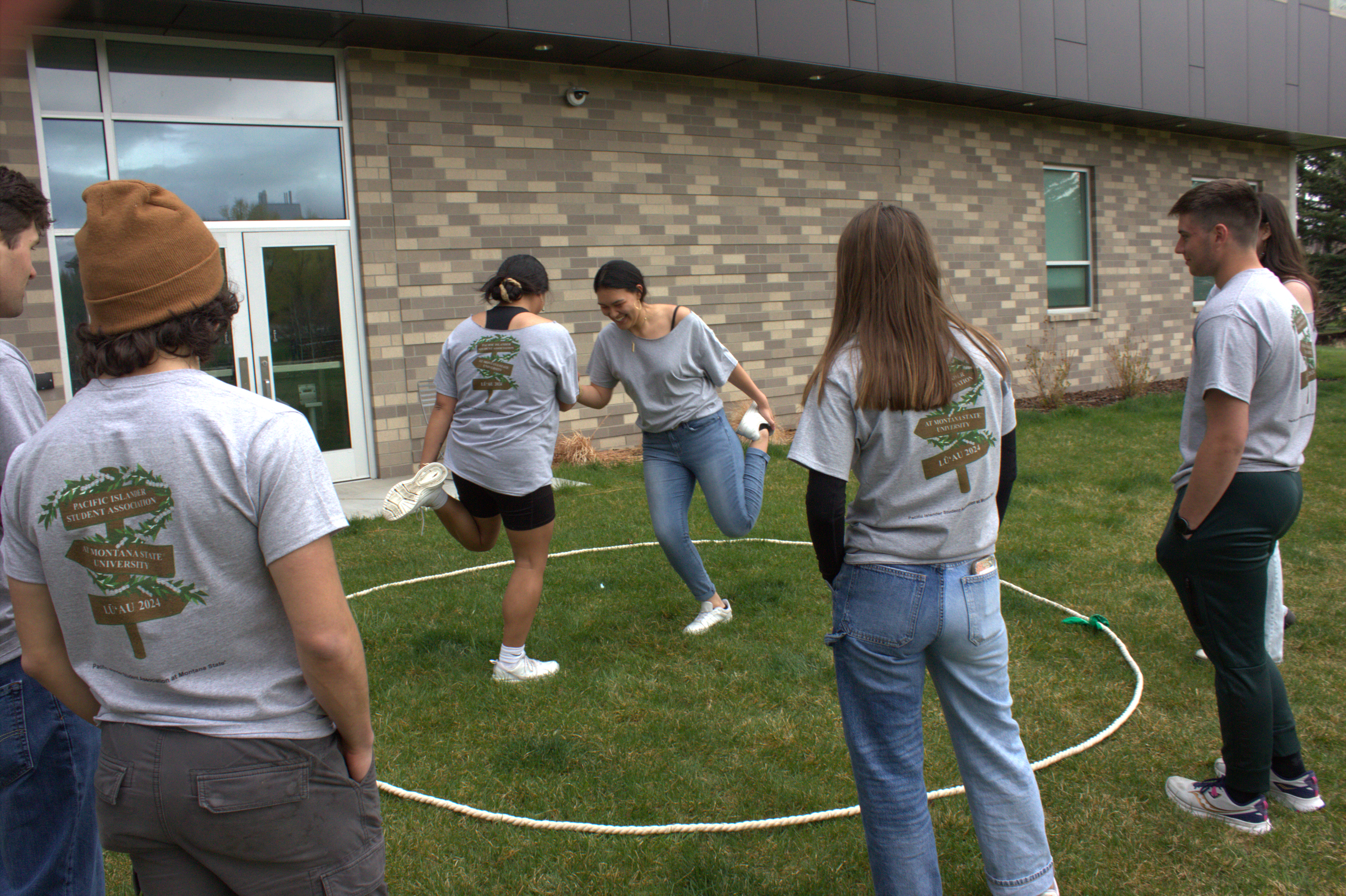 Students celebrate MSU's First Annual Lū‘au. Students play outdoor activites at the First Annual Lū‘au.