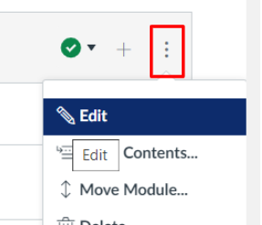 Module header with 3 dots outlined in red to edit