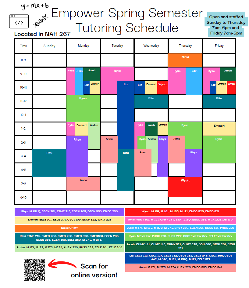 Tutoring Schedule
