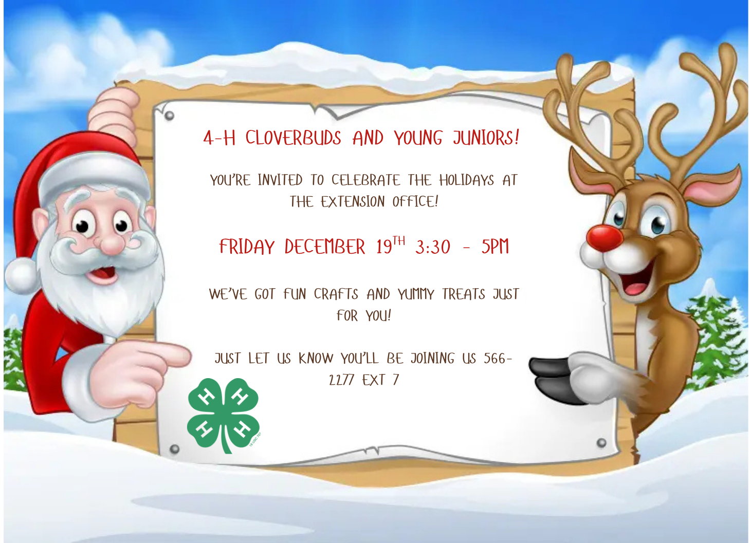 4-H Cloverbud Holiday Party at the Extension Office Invitiation 4-H Cloverbud Holiday Party at the Extension Office Invitiation