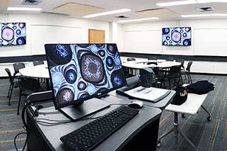 Instructor podium in Reid Hall 332