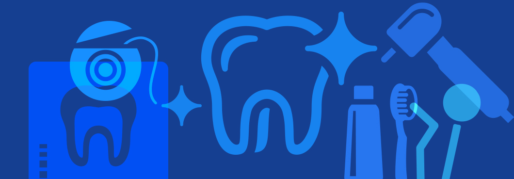 Graphic of dental icons, including a tooth and toothbrush