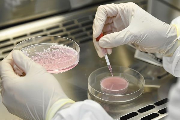 lab worker hands with materials