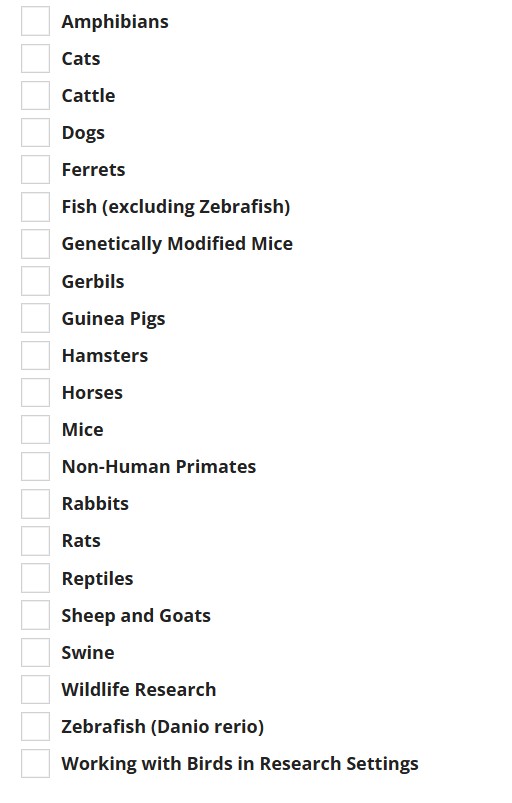 Species List species list