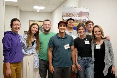 Group of medical students outside of a classroom